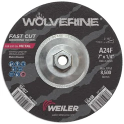 Weiler - 7" X 1/4" Wolverine Type 27 Grinding Wheel, A24R, 5/8"-11 Nut(Weiler 7 X 1 4 Wolverine Type 27 Grinding Wheel A24r 5 8 11 Nut)
