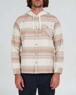 Salty Crew Outskirts Flannel Hooded Woven Shirt(Salty Crew Hooded Woven Shirt)