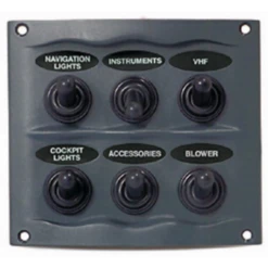 Marinco - Waterproof Panel With 6 Switches GREY(Marinco Waterproof Panel With 6 Switches Grey)