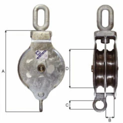 Blue Line- Tackleblocks- Double(Hardware Block Tackle Rigging Blocks Wire Rope Double)