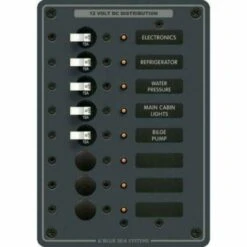 Blue Sea - Traditional Metal DC Panel - 8 Positions(Blue Sea Traditional Metal Dc Panel 8 Positions)